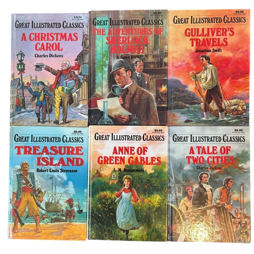 VTG Set of 6 Great Illustrated Classics Books, Titles Vary See Desc., Hardcover